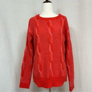 Sparkle & Fade Acrylic Red Cable Knit Sweater